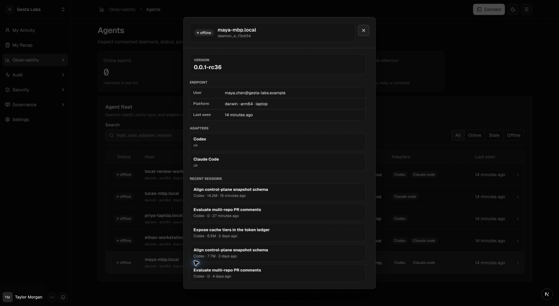 Agent details