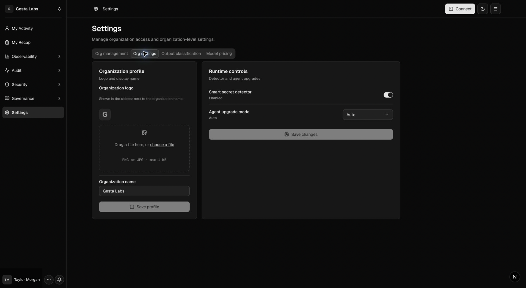 Organization settings